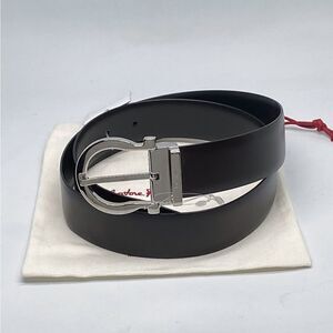 Salvatore Ferragamo Adjustable & Reversible Smooth Leather Buckle Belt size 32
